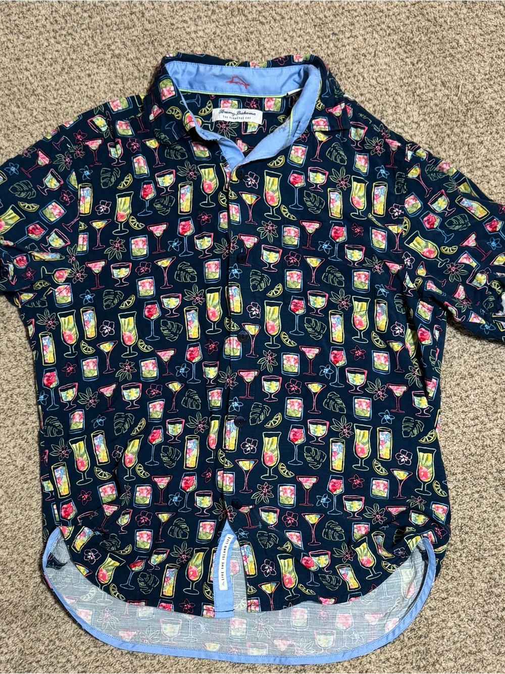Tommy Bahama Navy Tropical Cocktail Print Button-Down Shirt